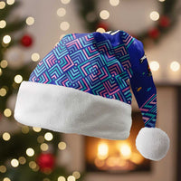 Funny Unicorn Christmas Santa Hat with Shuh Duh Fuh Cup Quote Blue Geometric and Cartoon - Wonder Print Shop