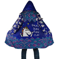 Funny Unicorn Cloak with Shuh Duh Fuh Cup Quote Blue Geometric and Cartoon - Wonder Print Shop