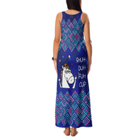 Funny Unicorn Family Matching Tank Maxi Dress and Hawaiian Shirt with Shuh Duh Fuh Cup Quote Blue Geometric and Cartoon - Wonder Print Shop