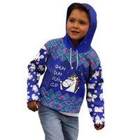 Funny Unicorn Kid Hoodie with Shuh Duh Fuh Cup Quote Blue Geometric and Cartoon - Wonder Print Shop
