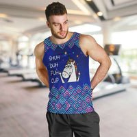 Funny Unicorn Men Tank Top with Shuh Duh Fuh Cup Quote Blue Geometric and Cartoon - Wonder Print Shop