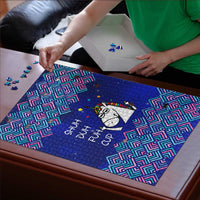 Funny Unicorn Puzzle with Shuh Duh Fuh Cup Quote Blue Geometric and Cartoon - Wonder Print Shop