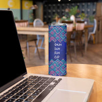 Funny Unicorn Skinny Tumbler with Shuh Duh Fuh Cup Quote Blue Geometric and Cartoon - Wonder Print Shop