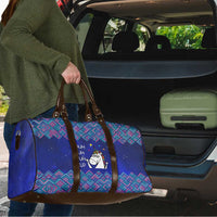 Funny Unicorn Travel Bag with Shuh Duh Fuh Cup Quote Blue Geometric and Cartoon - Wonder Print Shop
