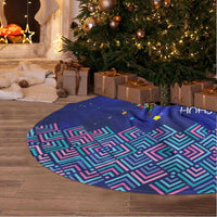 Funny Unicorn Tree Skirt with Shuh Duh Fuh Cup Quote Blue Geometric and Cartoon - Wonder Print Shop
