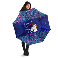 Funny Unicorn Umbrella with Shuh Duh Fuh Cup Quote Blue Geometric and Cartoon - Wonder Print Shop