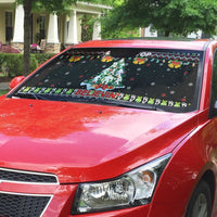 Christmas Unicorn Auto Sun Shade with Don't Stop Believin Quote Tree Lights and Festive - Wonder Print Shop