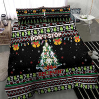 Christmas Unicorn Bedding Set with Don't Stop Believin Quote Tree Lights and Festive - Wonder Print Shop
