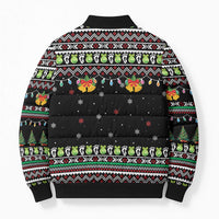 Christmas Unicorn Bomber Puffer Jacket with Don't Stop Believin Quote Tree Lights and Festive - Wonder Print Shop
