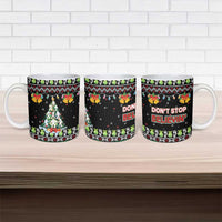 Christmas Unicorn Ceramic Mug with Don't Stop Believin Quote Tree Lights and Festive - Wonder Print Shop