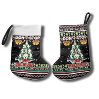 Christmas Unicorn Christmas Stocking with Don't Stop Believin Quote Tree Lights and Festive - Wonder Print Shop