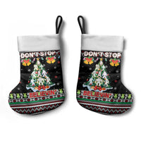 Christmas Unicorn Christmas Stocking with Don't Stop Believin Quote Tree Lights and Festive - Wonder Print Shop