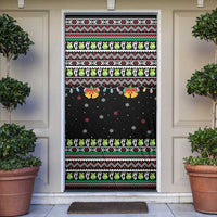 Christmas Unicorn Door Cover with Don't Stop Believin Quote Tree Lights and Festive - Wonder Print Shop