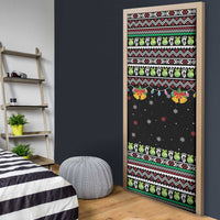 Christmas Unicorn Door Cover with Don't Stop Believin Quote Tree Lights and Festive - Wonder Print Shop