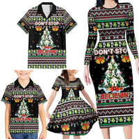 Christmas Unicorn Family Matching Long Sleeve Bodycon Dress and Hawaiian Shirt with Don't Stop Believin Quote Tree Lights and Festive - Wonder Print Shop