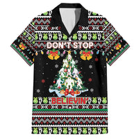 Christmas Unicorn Family Matching Long Sleeve Bodycon Dress and Hawaiian Shirt with Don't Stop Believin Quote Tree Lights and Festive - Wonder Print Shop