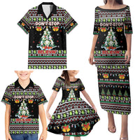 Christmas Unicorn Family Matching Puletasi and Hawaiian Shirt with Don't Stop Believin Quote Tree Lights and Festive - Wonder Print Shop
