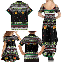 Christmas Unicorn Family Matching Summer Maxi Dress and Hawaiian Shirt with Don't Stop Believin Quote Tree Lights and Festive - Wonder Print Shop
