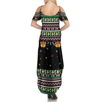 Christmas Unicorn Family Matching Summer Maxi Dress and Hawaiian Shirt with Don't Stop Believin Quote Tree Lights and Festive - Wonder Print Shop