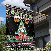 Christmas Unicorn Garden Flag with Don't Stop Believin Quote Tree Lights and Festive - Wonder Print Shop