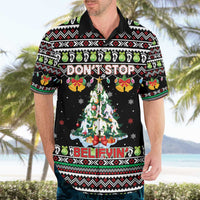 Christmas Unicorn Hawaiian Shirt with Don't Stop Believin Quote Tree Lights and Festive - Wonder Print Shop