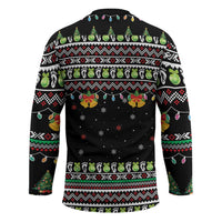 Christmas Unicorn Hockey Jersey with Don't Stop Believin Quote Tree Lights and Festive - Wonder Print Shop