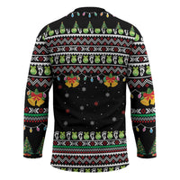 Christmas Unicorn Hockey Jersey with Don't Stop Believin Quote Tree Lights and Festive - Wonder Print Shop