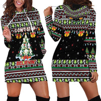 Christmas Unicorn Hoodie Dress with Don't Stop Believin Quote Tree Lights and Festive - Wonder Print Shop