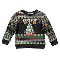 Christmas Unicorn Kid Ugly Christmas Sweater with Don't Stop Believin Quote Tree Lights and Festive - Wonder Print Shop