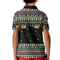 Christmas Unicorn Kid Polo Shirt with Don't Stop Believin Quote Tree Lights and Festive - Wonder Print Shop