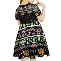 Christmas Unicorn Kid Short Sleeve Dress with Don't Stop Believin Quote Tree Lights and Festive - Wonder Print Shop