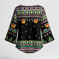 Christmas Unicorn Kimono Sleeve Blouse with Don't Stop Believin Quote Tree Lights and Festive - Wonder Print Shop