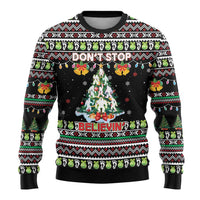 Christmas Unicorn Ugly Christmas Sweater with Don't Stop Believin Quote Tree Lights and Festive - Wonder Print Shop