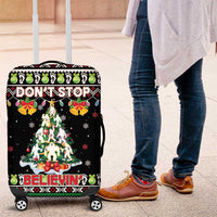 Christmas Unicorn Luggage Cover with Don't Stop Believin Quote Tree Lights and Festive - Wonder Print Shop
