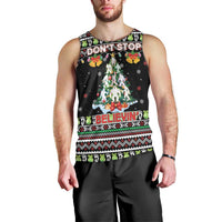 Christmas Unicorn Men Tank Top with Don't Stop Believin Quote Tree Lights and Festive - Wonder Print Shop