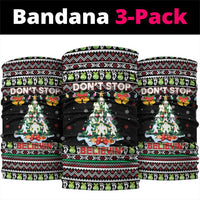 Christmas Unicorn Neck Gaiter with Don't Stop Believin Quote Tree Lights and Festive - Wonder Print Shop