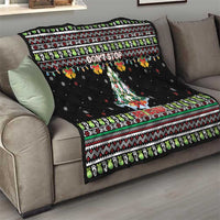 Christmas Unicorn Quilt with Don't Stop Believin Quote Tree Lights and Festive - Wonder Print Shop