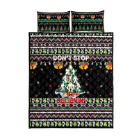 Christmas Unicorn Quilt Bed Set with Don't Stop Believin Quote Tree Lights and Festive - Wonder Print Shop