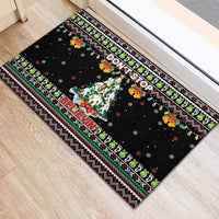 Christmas Unicorn Rubber Doormat with Don't Stop Believin Quote Tree Lights and Festive - Wonder Print Shop