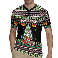 Christmas Unicorn Rugby Jersey with Don't Stop Believin Quote Tree Lights and Festive - Wonder Print Shop