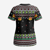 Christmas Unicorn Scrub Top with Don't Stop Believin Quote Tree Lights and Festive - Wonder Print Shop
