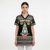 Christmas Unicorn Scrub Top with Don't Stop Believin Quote Tree Lights and Festive - Wonder Print Shop