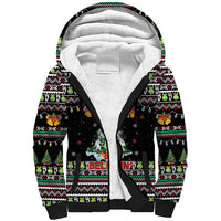 Christmas Unicorn Sherpa Hoodie with Don't Stop Believin Quote Tree Lights and Festive - Wonder Print Shop