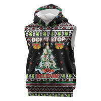 Christmas Unicorn Sleeveless Hoodie with Don't Stop Believin Quote Tree Lights and Festive - Wonder Print Shop
