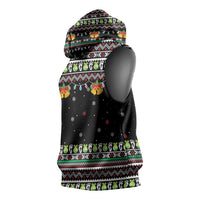 Christmas Unicorn Sleeveless Hoodie with Don't Stop Believin Quote Tree Lights and Festive - Wonder Print Shop