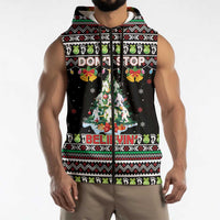 Christmas Unicorn Sleeveless Zip Hoodie with Don't Stop Believin Quote Tree Lights and Festive - Wonder Print Shop