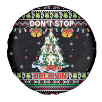 Christmas Unicorn Spare Tire Cover with Don't Stop Believin Quote Tree Lights and Festive - Wonder Print Shop