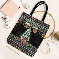 Christmas Unicorn Tote Bag with Don't Stop Believin Quote Tree Lights and Festive - Wonder Print Shop