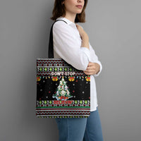 Christmas Unicorn Tote Bag with Don't Stop Believin Quote Tree Lights and Festive - Wonder Print Shop
