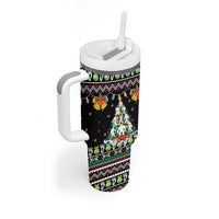 Christmas Unicorn Tumbler With Handle with Don't Stop Believin Quote Tree Lights and Festive - Wonder Print Shop